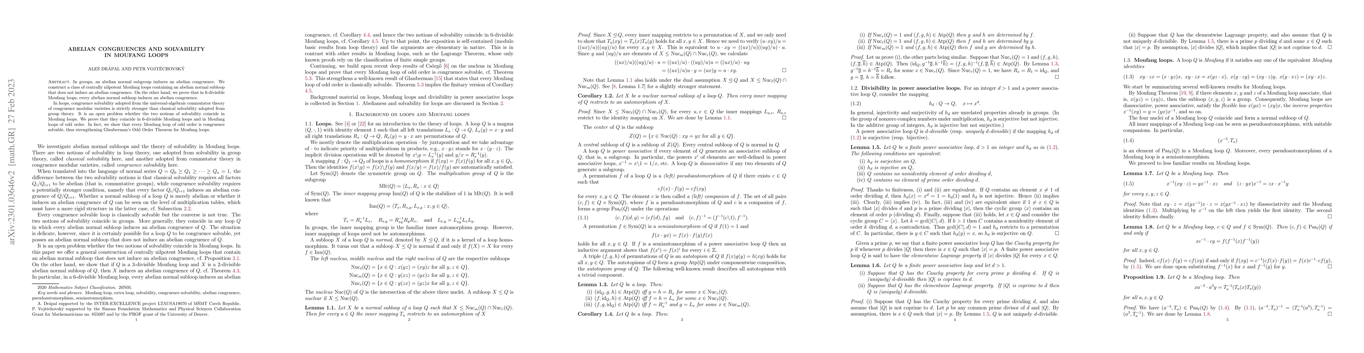 Thumbnail for Abelian congruences and solvability in Moufang loops