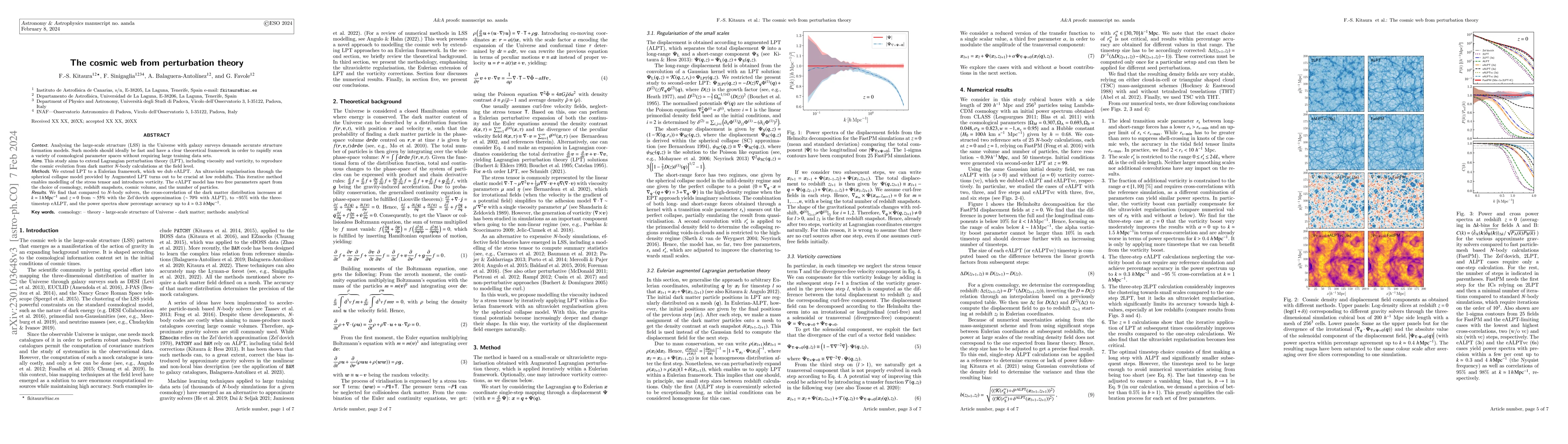 Thumbnail for The Cosmic Web from Perturbation Theory