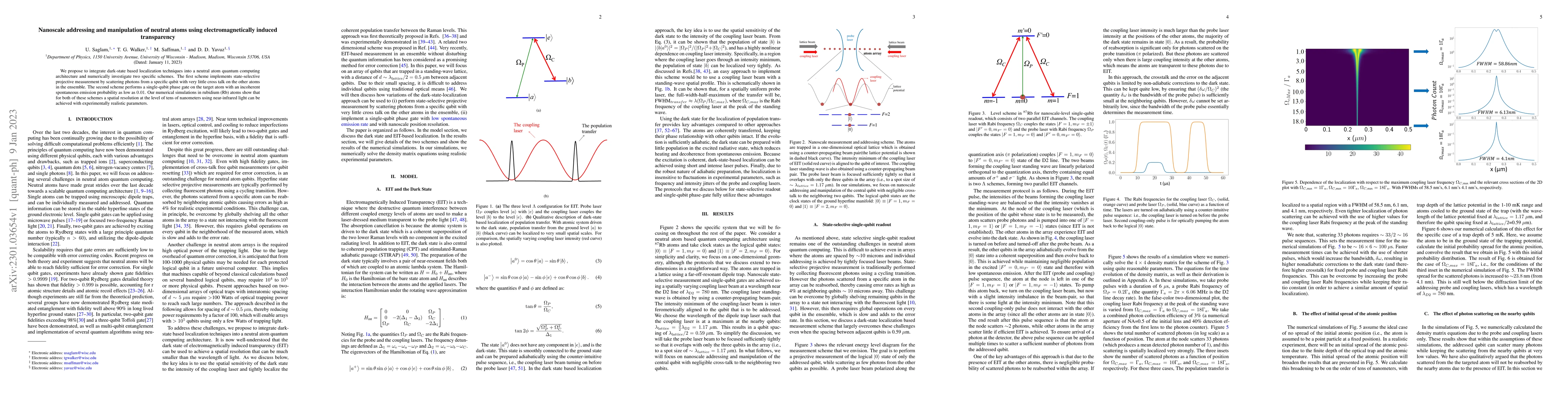 Thumbnail for Nanoscale addressing and manipulation of neutral atoms using
  electromagnetically induced transparency