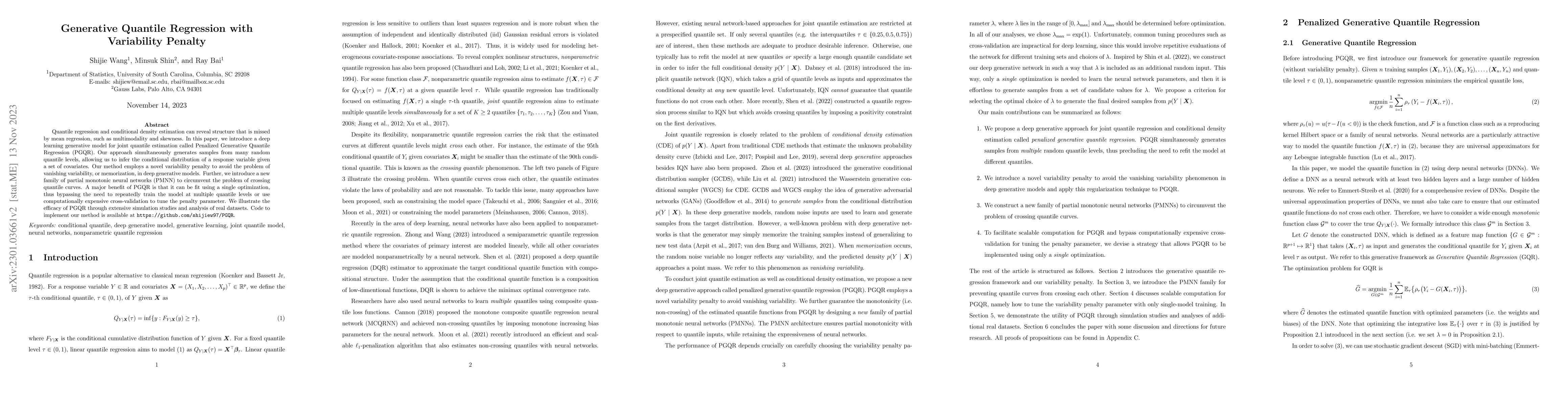 Thumbnail for Generative Quantile Regression with Variability Penalty