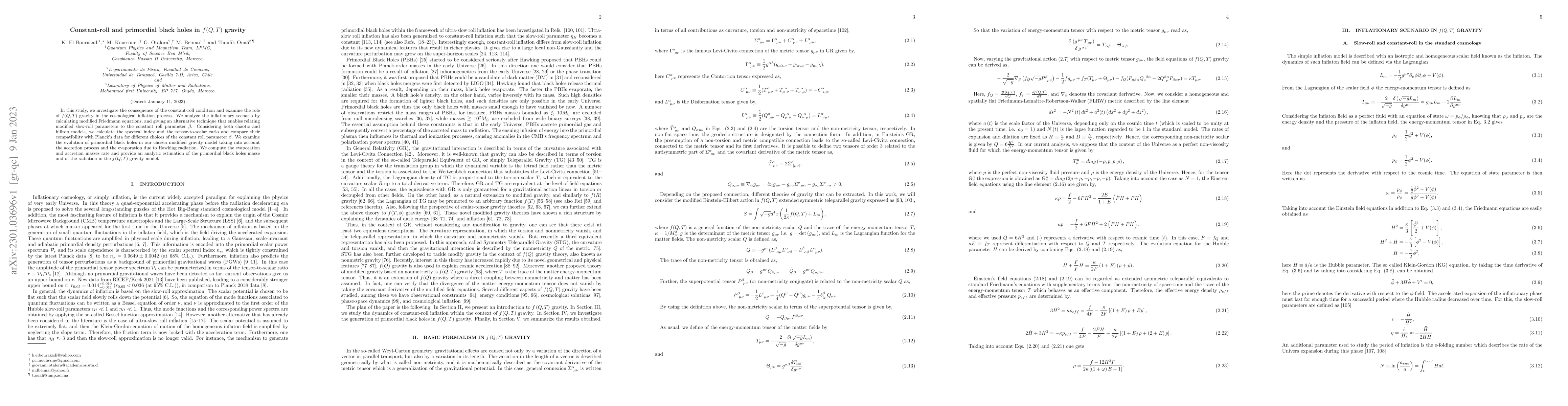 Thumbnail for Constant-roll and primordial black holes in f(Q,T) gravity