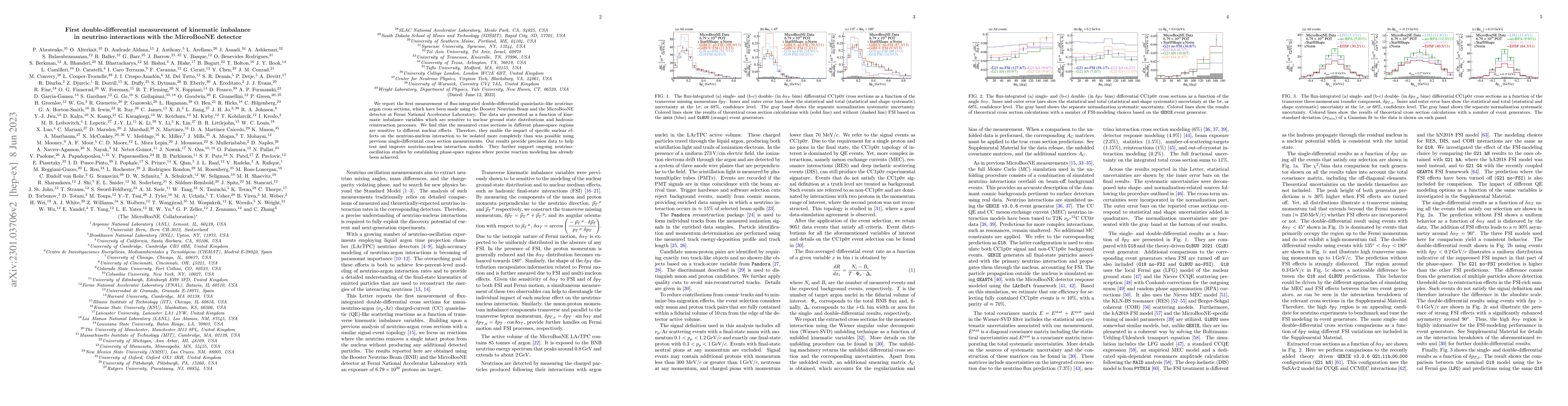 Thumbnail for First double-differential measurement of kinematic imbalance in neutrino
  interactions with the MicroBooNE detector