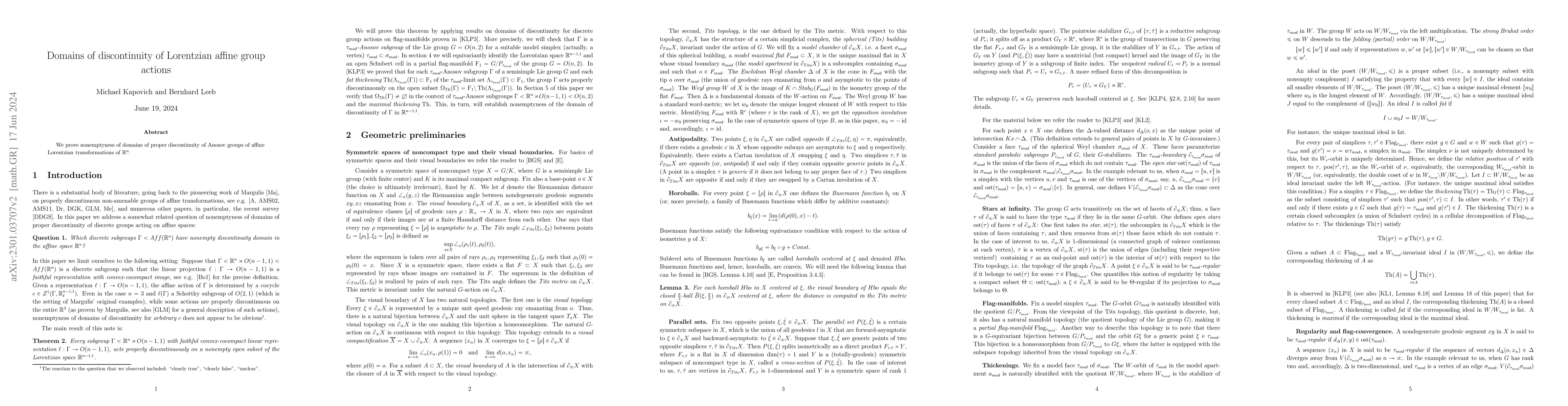 Thumbnail for Domains of discontinuity of Lorentzian affine group actions