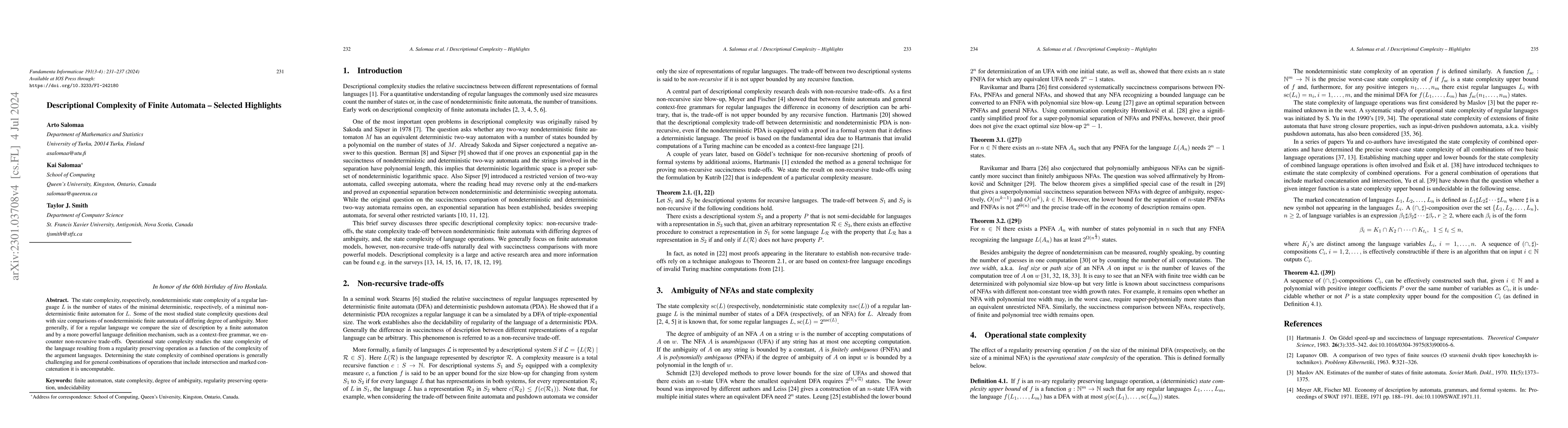 Thumbnail for Descriptional Complexity of Finite Automata -- Selected Highlights