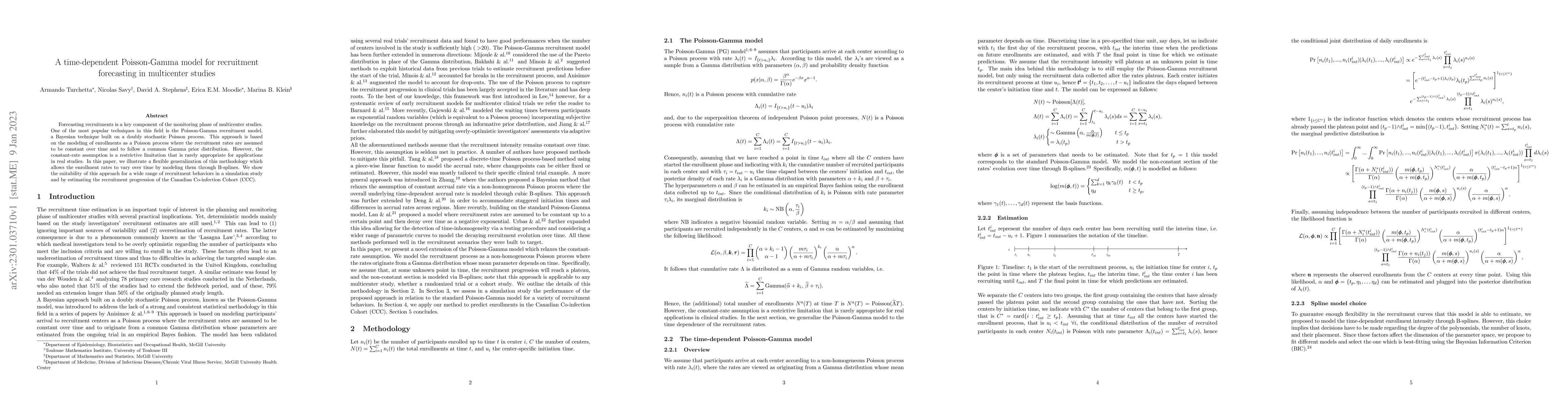 Thumbnail for A time-dependent Poisson-Gamma model for recruitment forecasting in
  multicenter studies