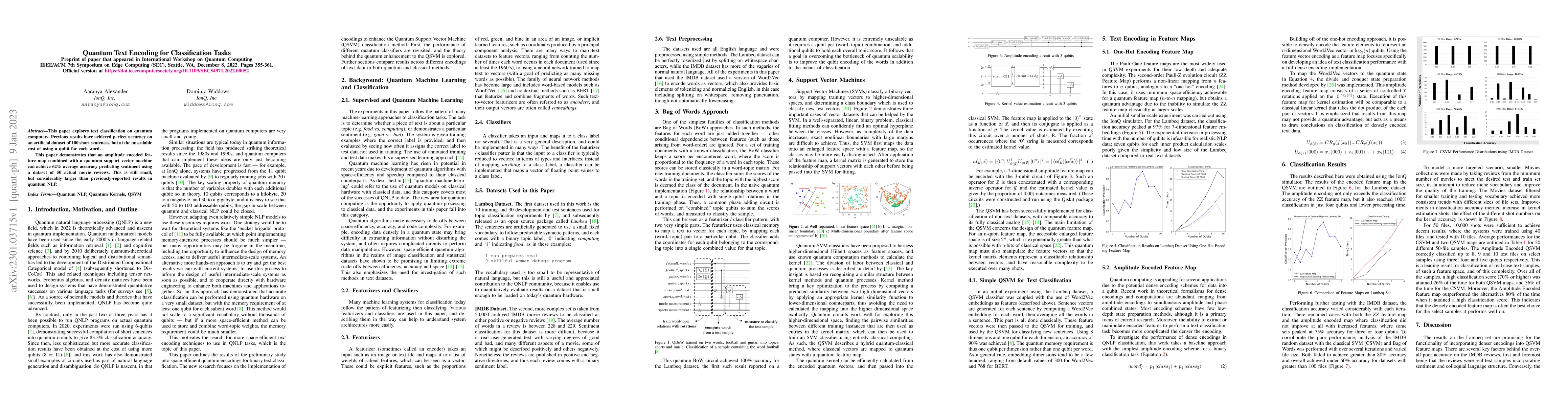 Thumbnail for Quantum Text Encoding for Classification Tasks