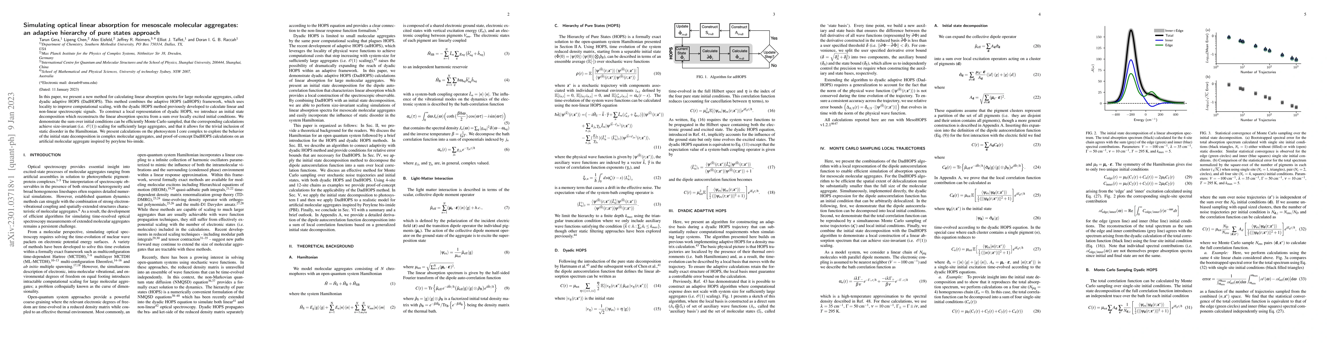 Thumbnail for Simulating optical linear absorption for mesoscale molecular aggregates:
  an adaptive hierarchy of pure states approach