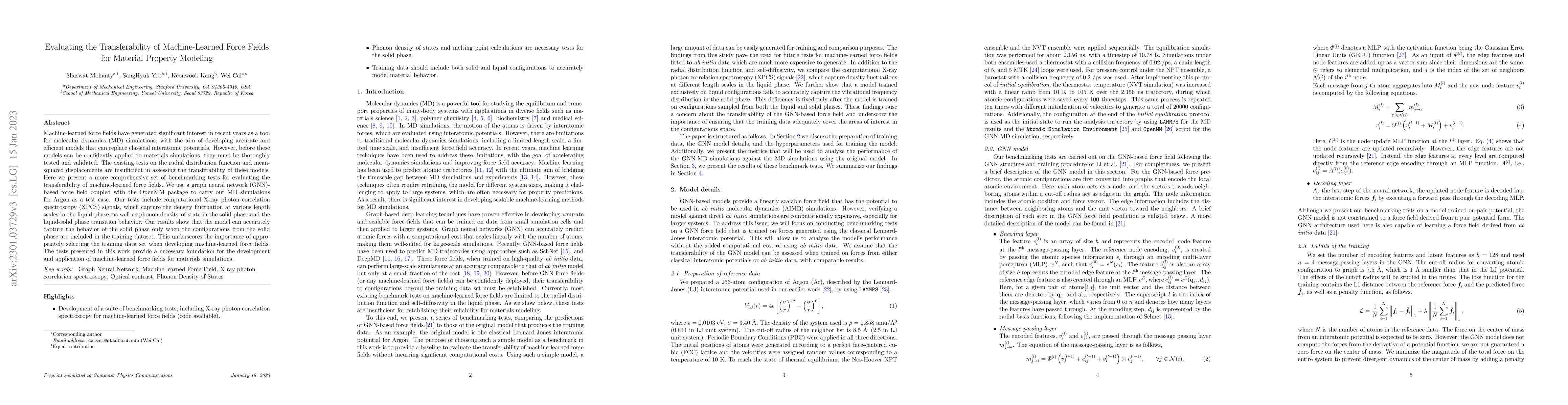 Thumbnail for Evaluating the Transferability of Machine-Learned Force Fields for
  Material Property Modeling