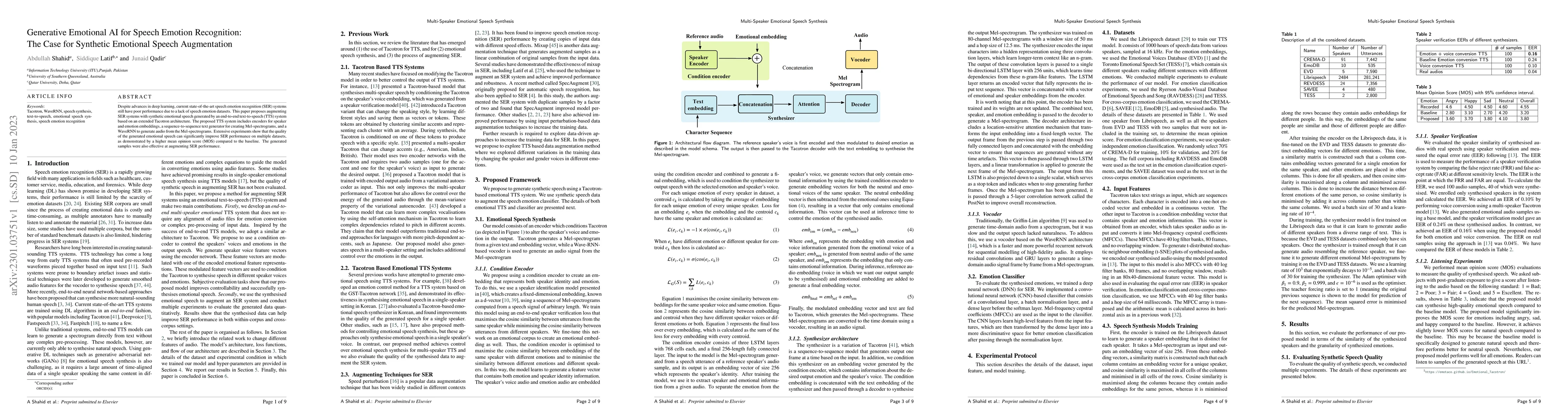 Thumbnail for Generative Emotional AI for Speech Emotion Recognition: The Case for
  Synthetic Emotional Speech Augmentation