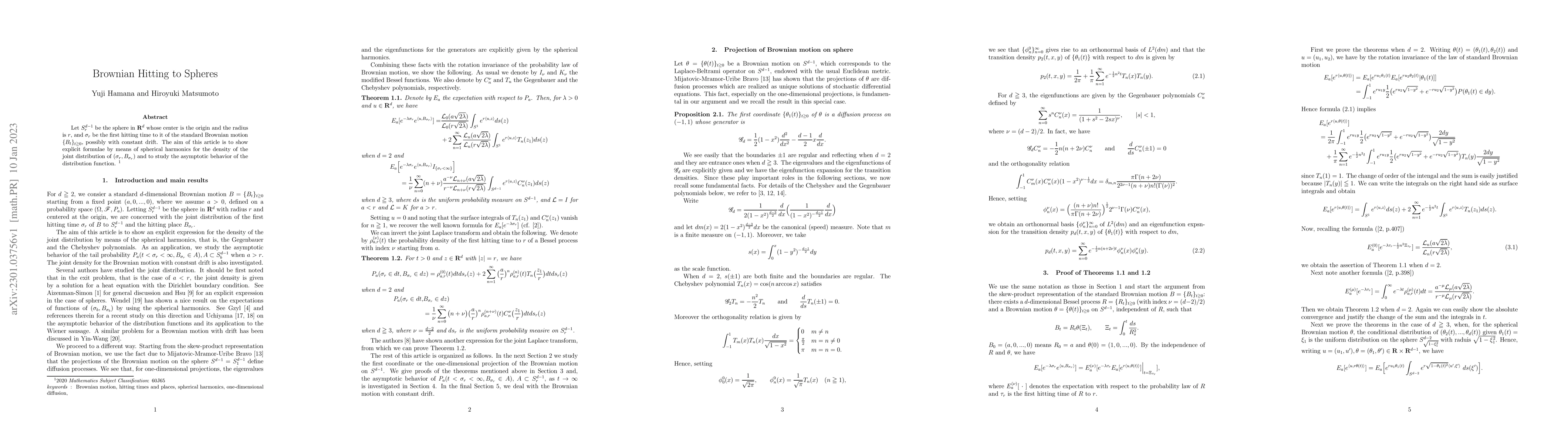 Thumbnail for Brownian Hitting to Spheres