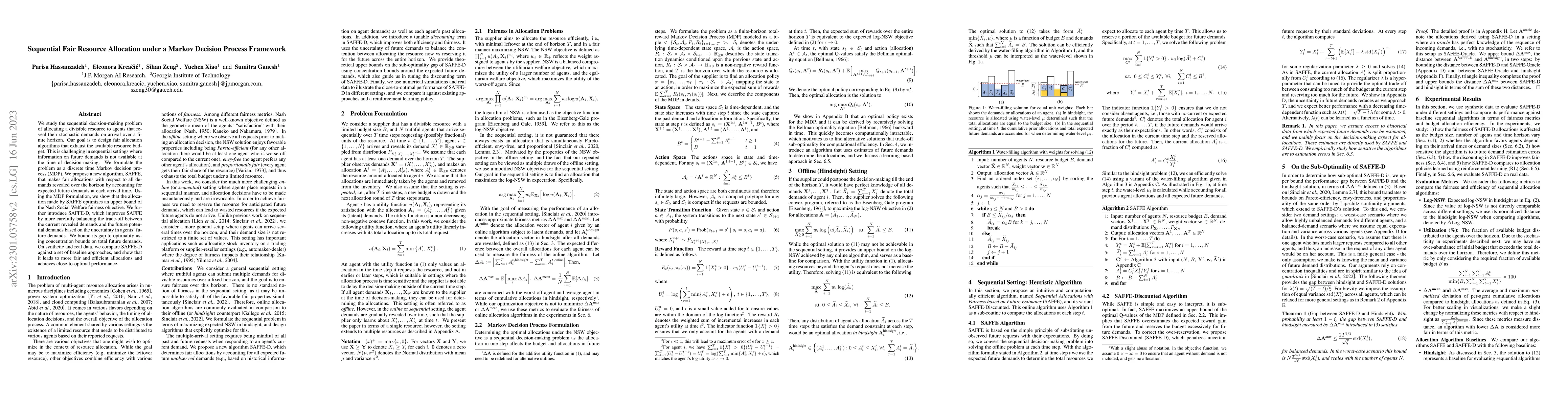 Thumbnail for Sequential Fair Resource Allocation under a Markov Decision Process
  Framework