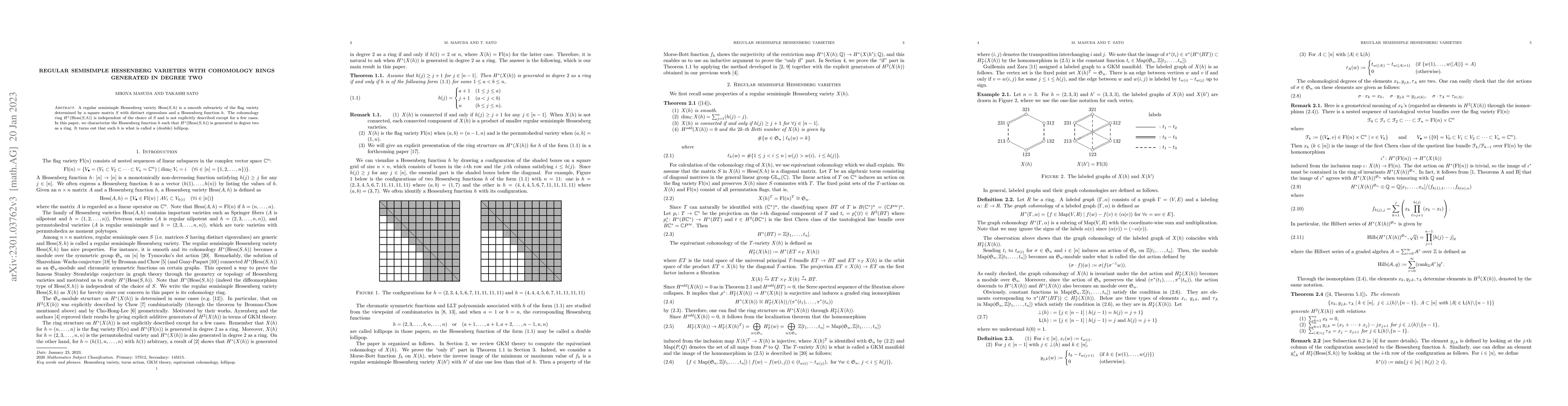 Thumbnail for Regular semisimple Hessenberg varieties with cohomology rings generated
  in degree two