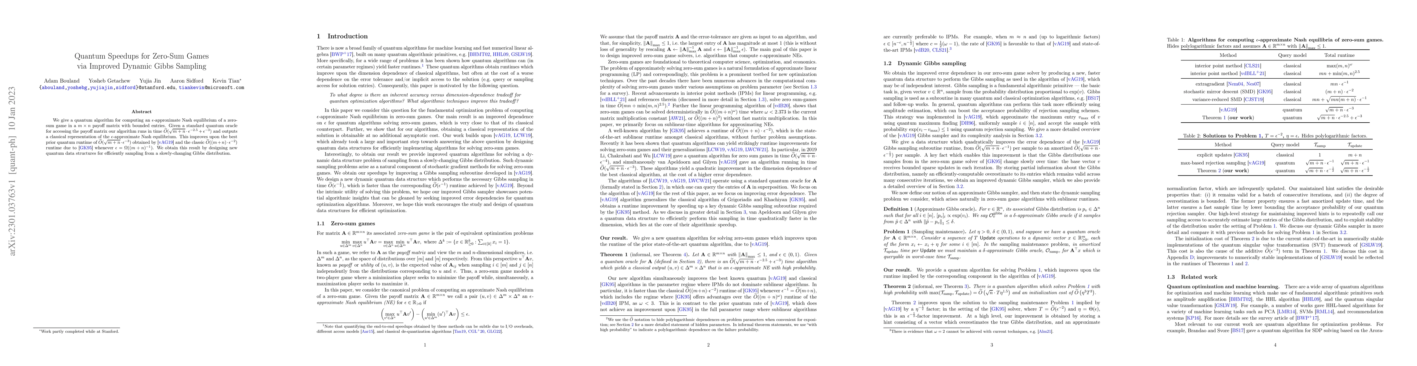Thumbnail for Quantum Speedups for Zero-Sum Games via Improved Dynamic Gibbs Sampling