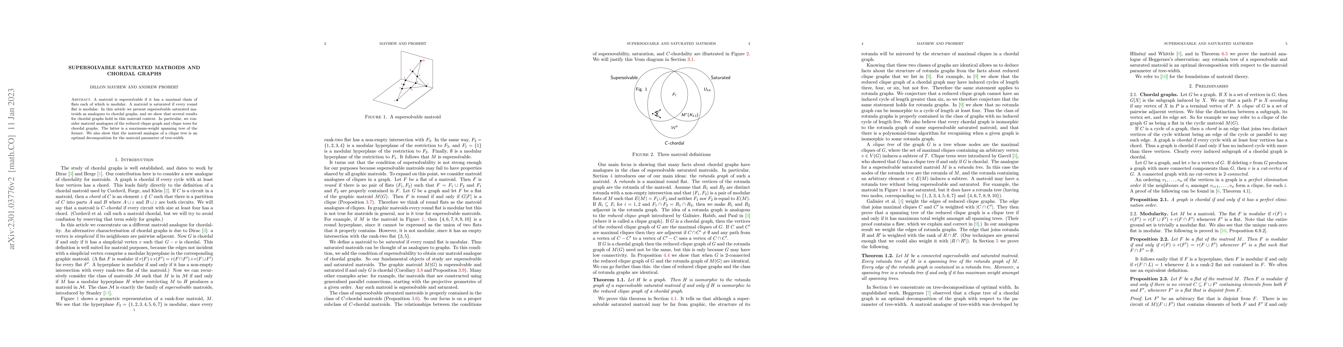 Thumbnail for Supersolvable saturated matroids and chordal graphs