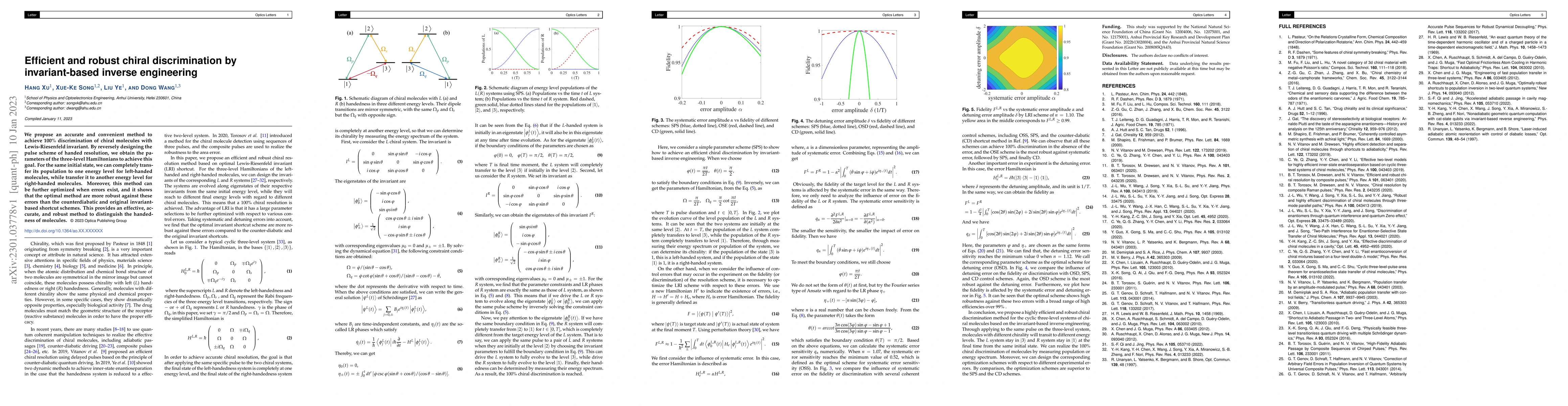 Thumbnail for Efficient and robust chiral discrimination by invariant-based inverse
  engineering