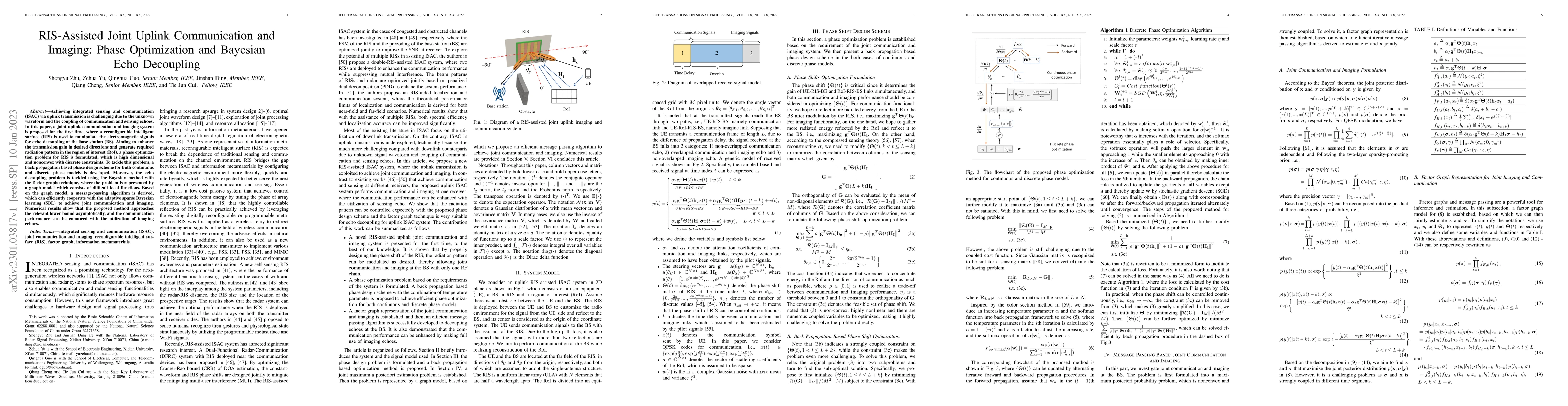Thumbnail for RIS-Assisted Joint Uplink Communication and Imaging: Phase Optimization
  and Bayesian Echo Decoupling