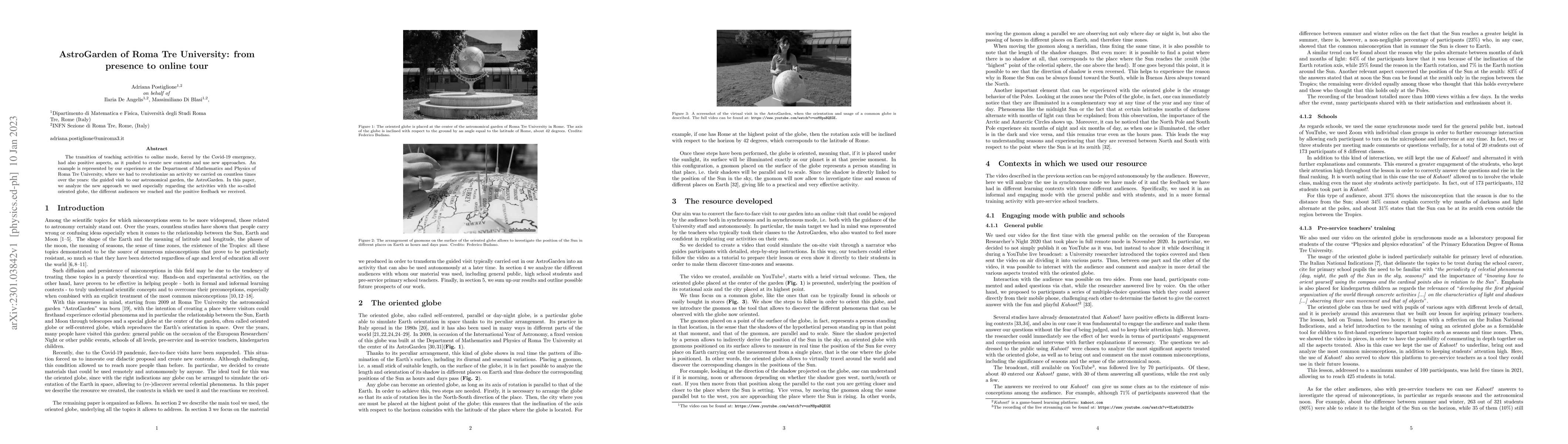 Thumbnail for AstroGarden of Roma Tre University: from presence to online tour