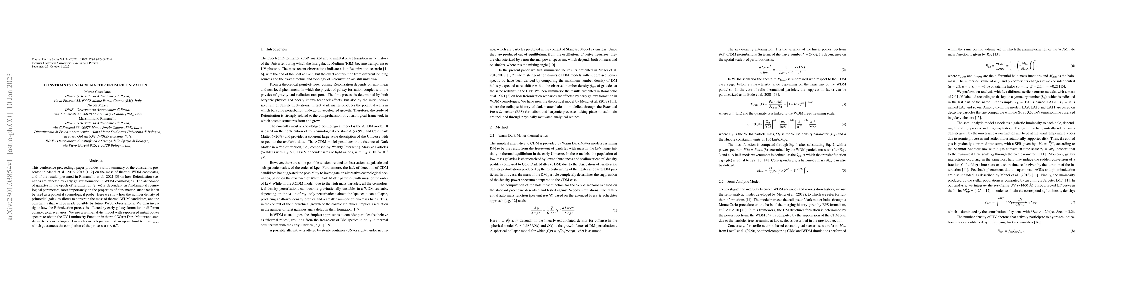 Thumbnail for Constraints On Dark Matter From Reionization