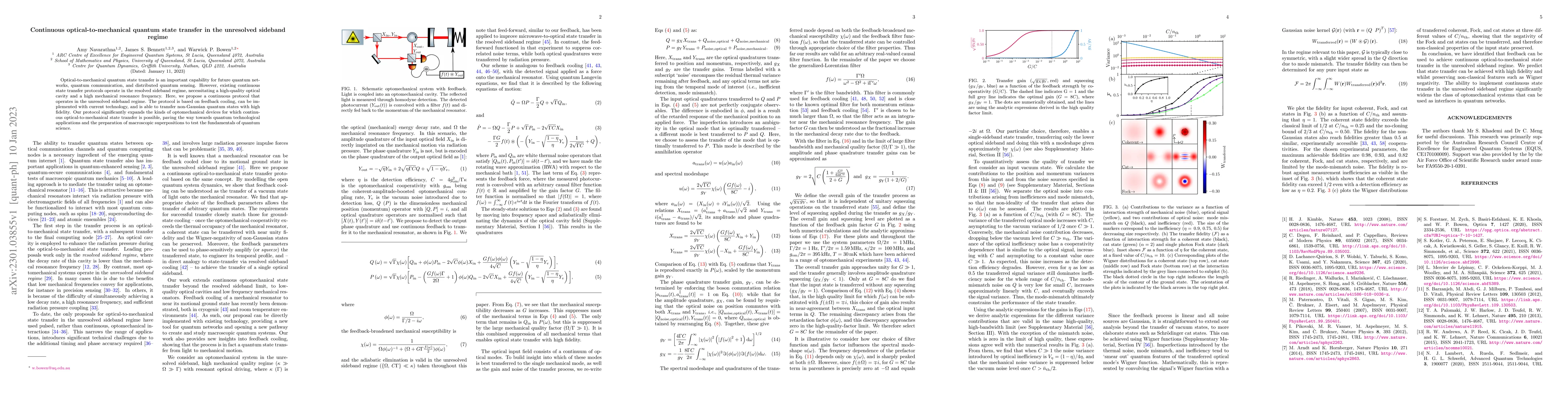 Thumbnail for Continuous optical-to-mechanical quantum state transfer in the
  unresolved sideband regime