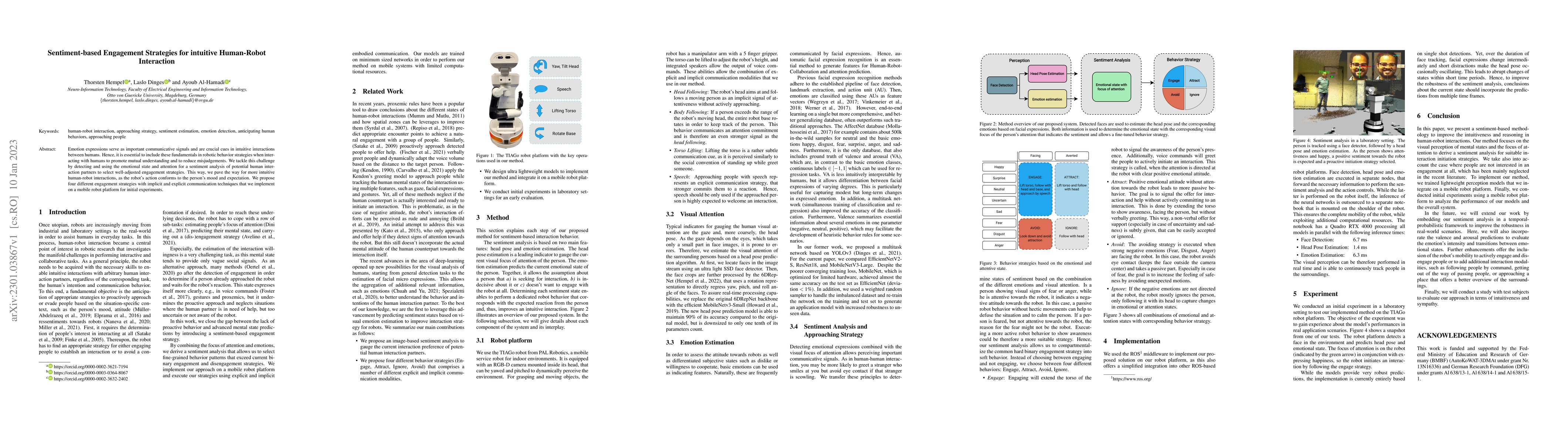 Thumbnail for Sentiment-based Engagement Strategies for intuitive Human-Robot
  Interaction