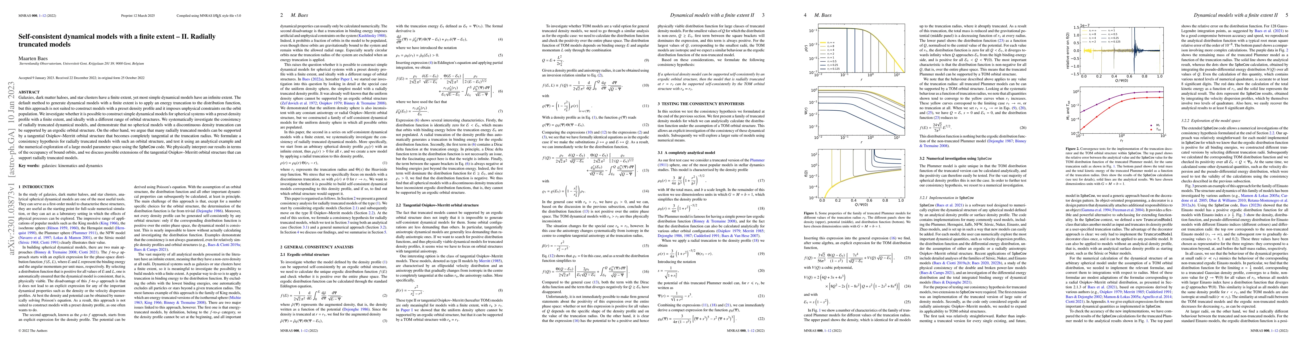 Thumbnail for Self-consistent dynamical models with a finite extent -- II. Radially
  truncated models