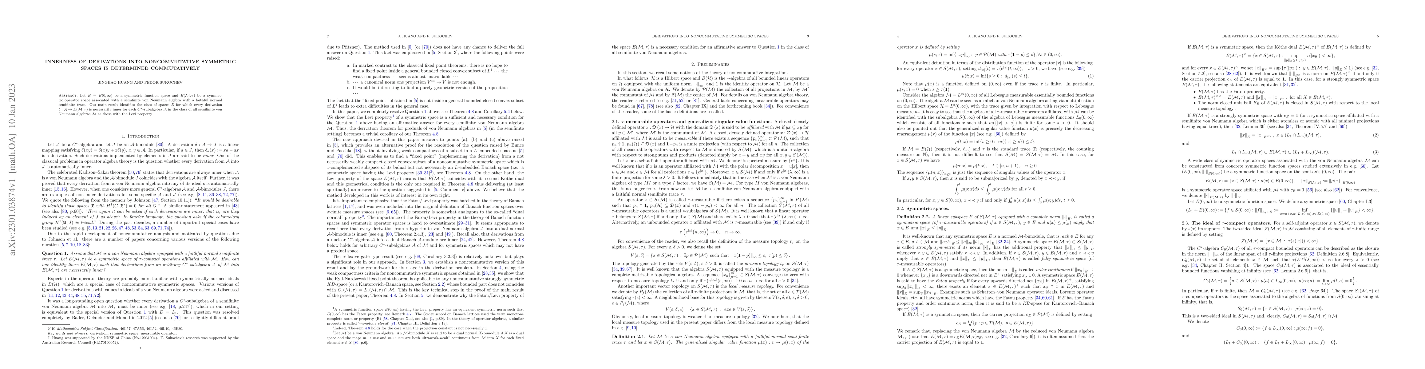 Thumbnail for Innerness of derivations into noncommutative symmetric spaces is
  determined commutatively