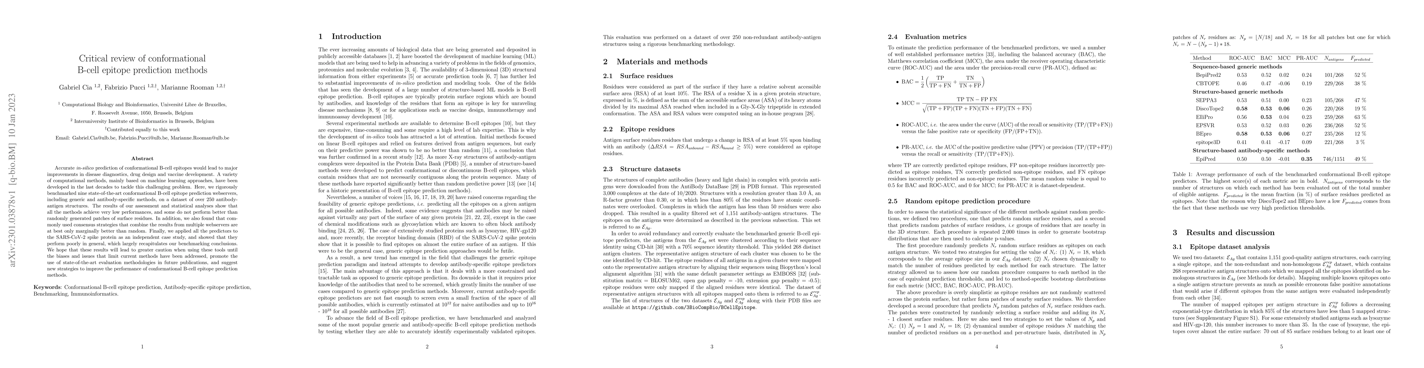 Thumbnail for Critical review of conformational B-cell epitope prediction methods