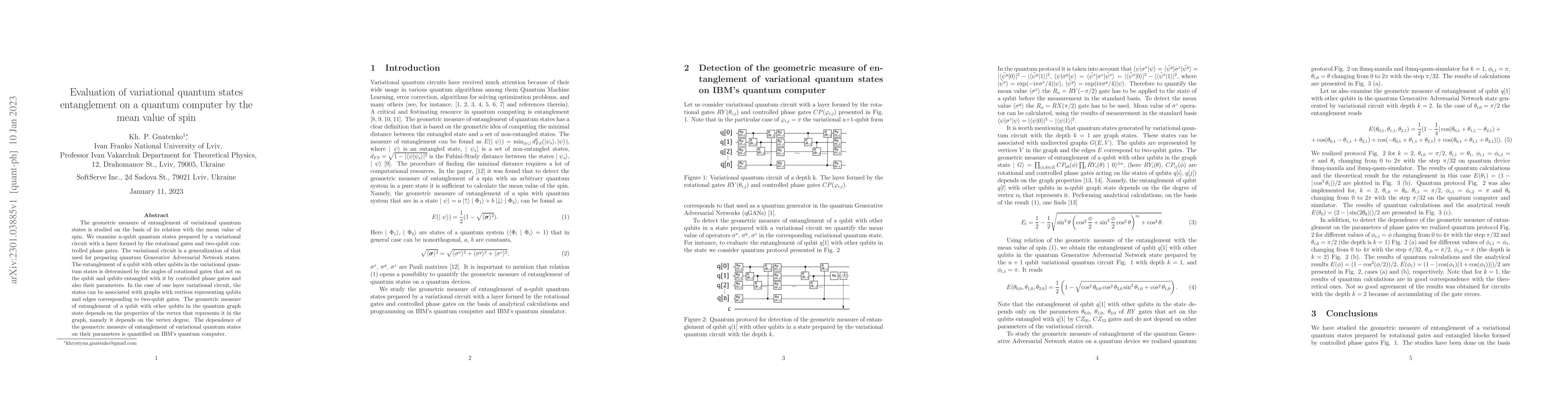 Thumbnail for Evaluation of variational quantum states entanglement on a quantum
  computer by the mean value of spin