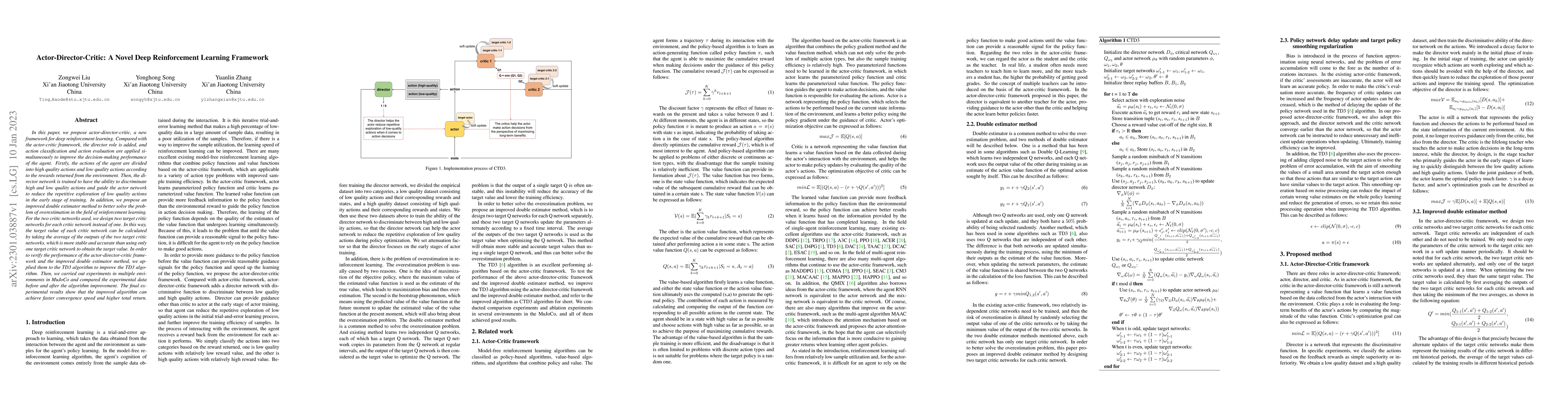 Thumbnail for Actor-Director-Critic: A Novel Deep Reinforcement Learning Framework