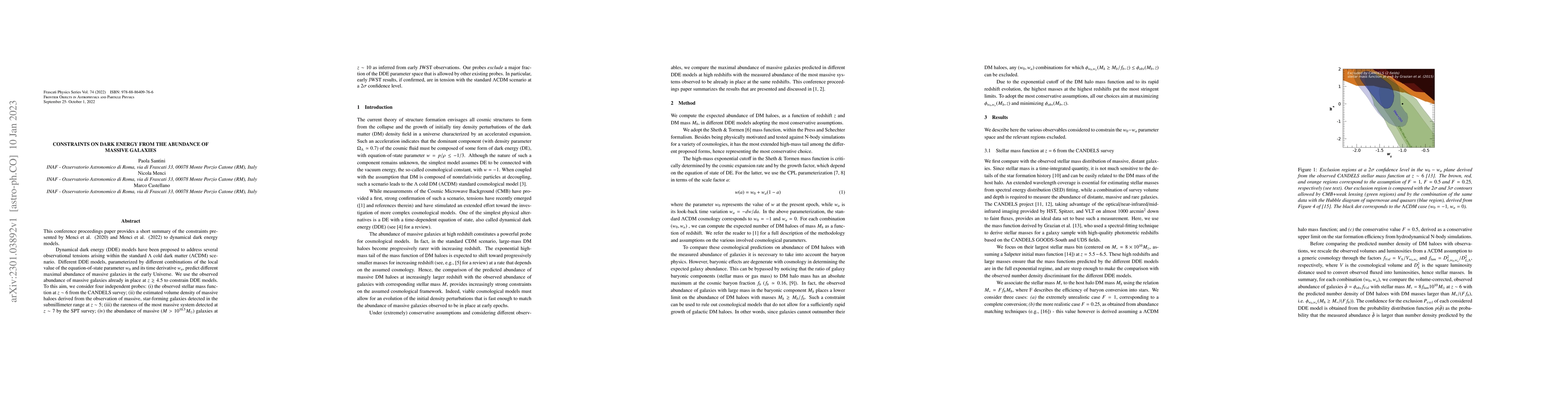 Thumbnail for Constraints on dark energy from the abundance of massive galaxies