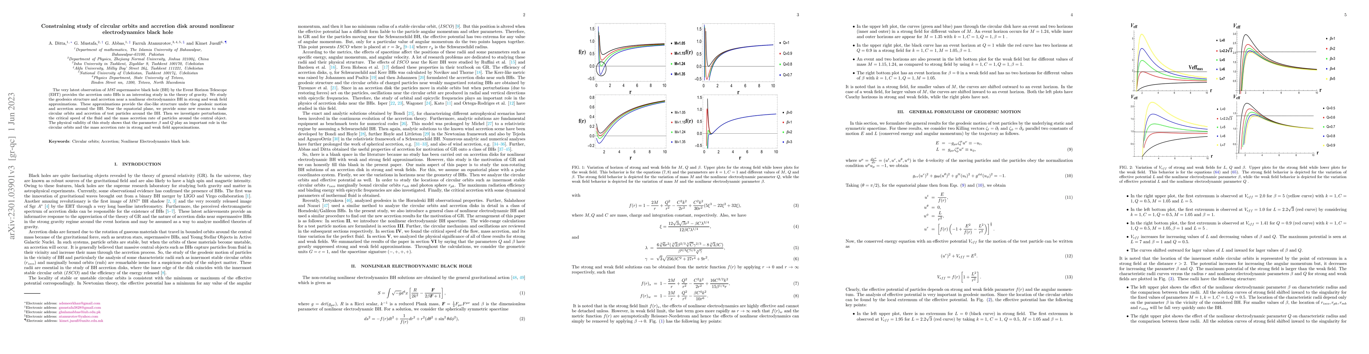 Thumbnail for Constraining study of circular orbits and accretion disk around
  nonlinear electrodynamics black hole