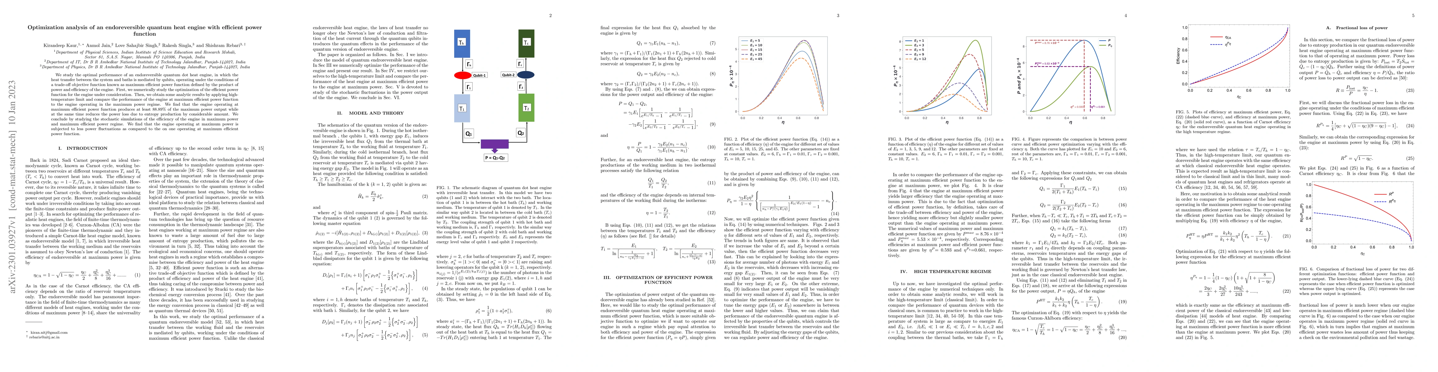 Thumbnail for Optimization analysis of an endoreversible quantum heat engine with
  efficient power function
