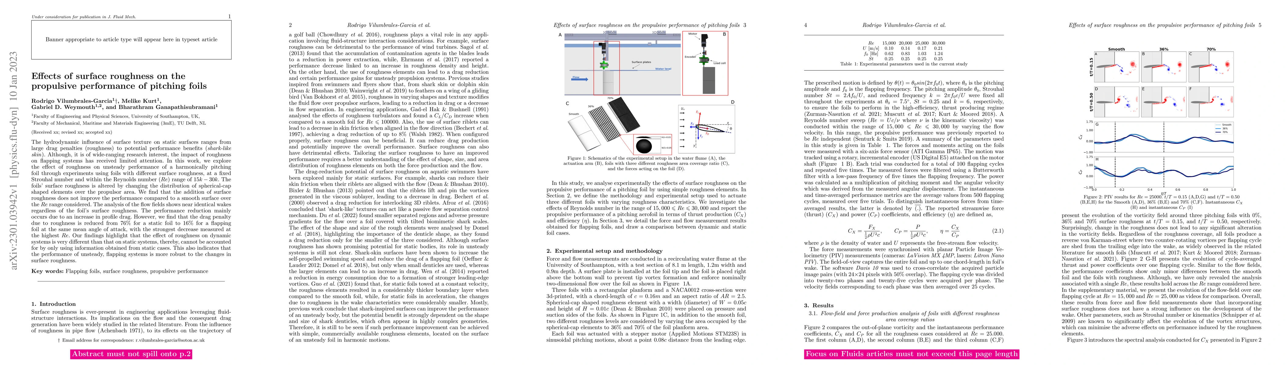 Thumbnail for Effects of surface roughness on the propulsive performance of pitching
  foils