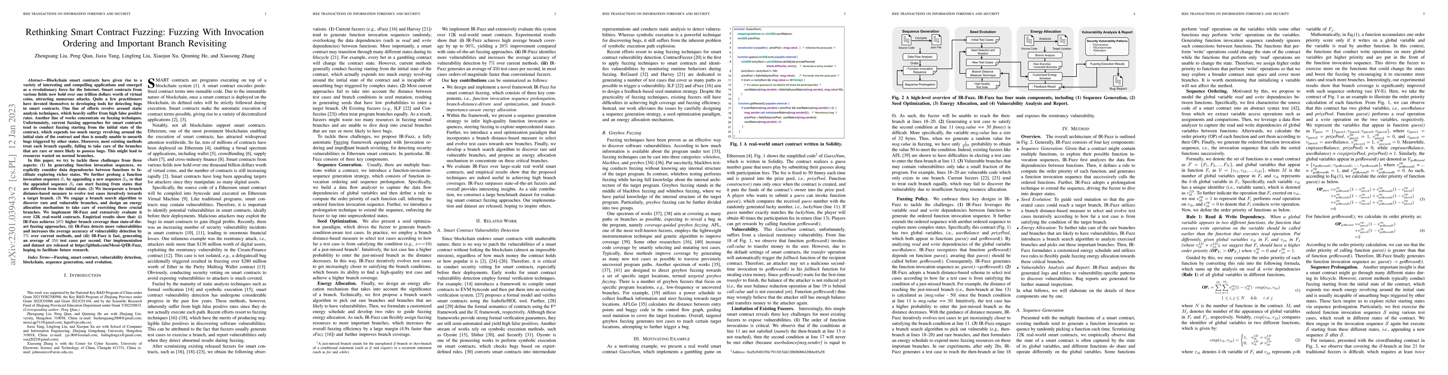 Thumbnail for Rethinking Smart Contract Fuzzing: Fuzzing With Invocation Ordering and
  Important Branch Revisiting