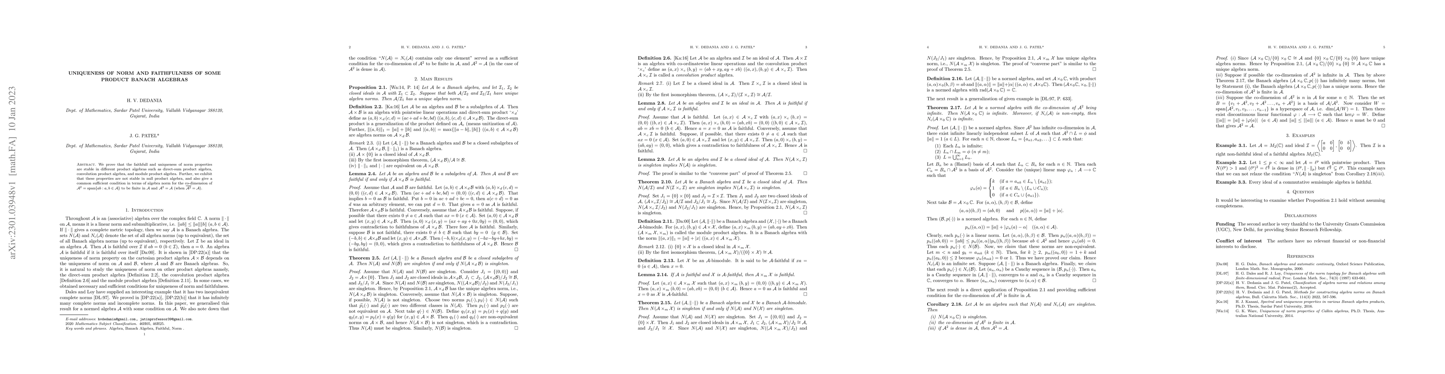 Thumbnail for Uniqueness of Norm and Faithfulness of some Product Banach Algebras