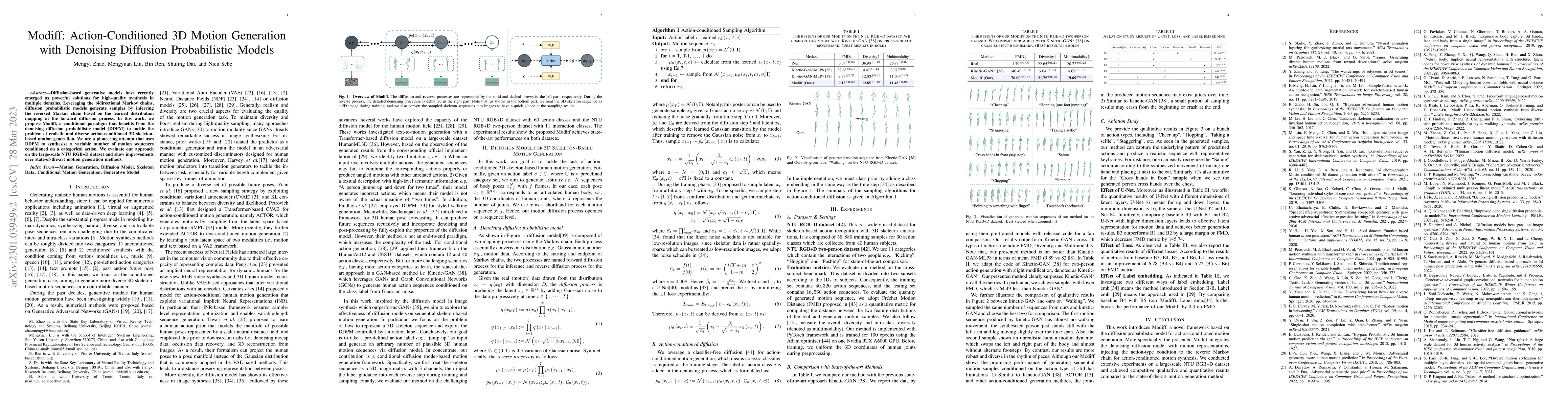 Thumbnail for Modiff: Action-Conditioned 3D Motion Generation with Denoising Diffusion
  Probabilistic Models