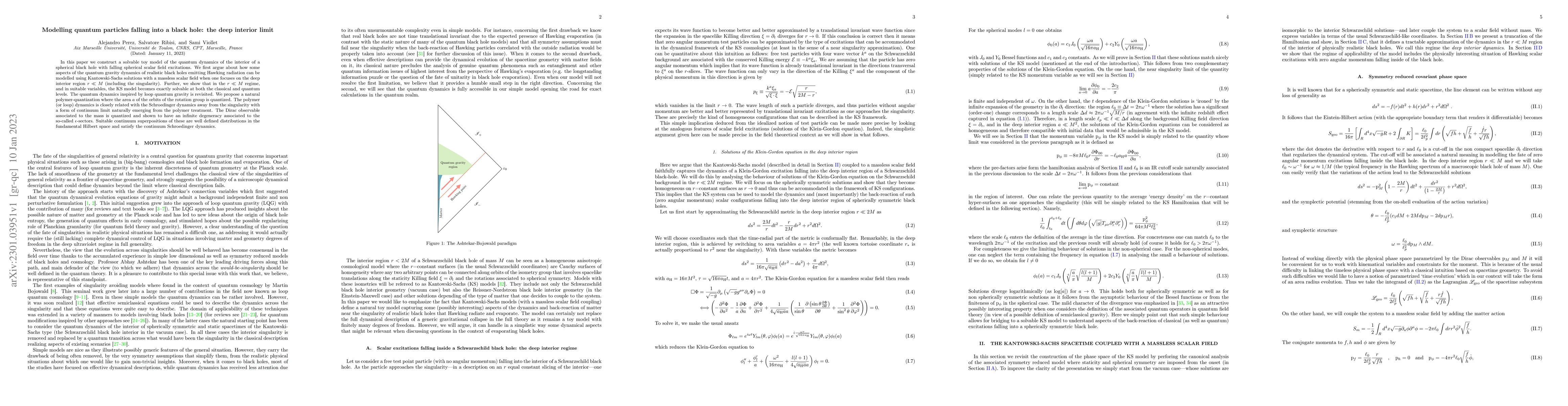 Thumbnail for Modelling quantum particles falling into a black hole: the deep interior
  limit
