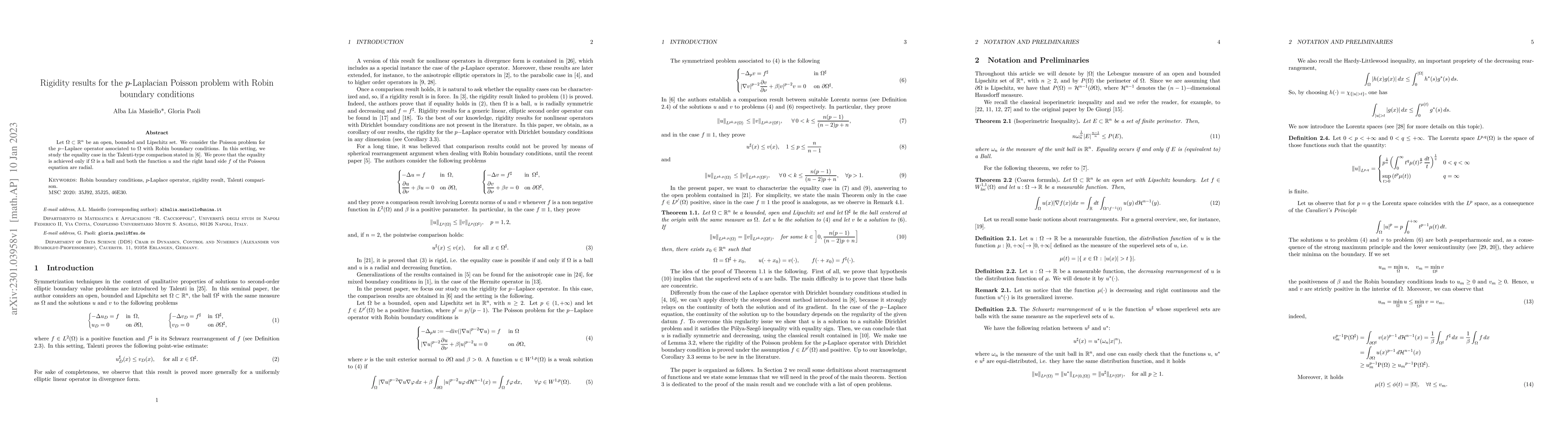 Thumbnail for Rigidity results for the $p$-Laplacian Poisson problem with Robin
  boundary conditions
