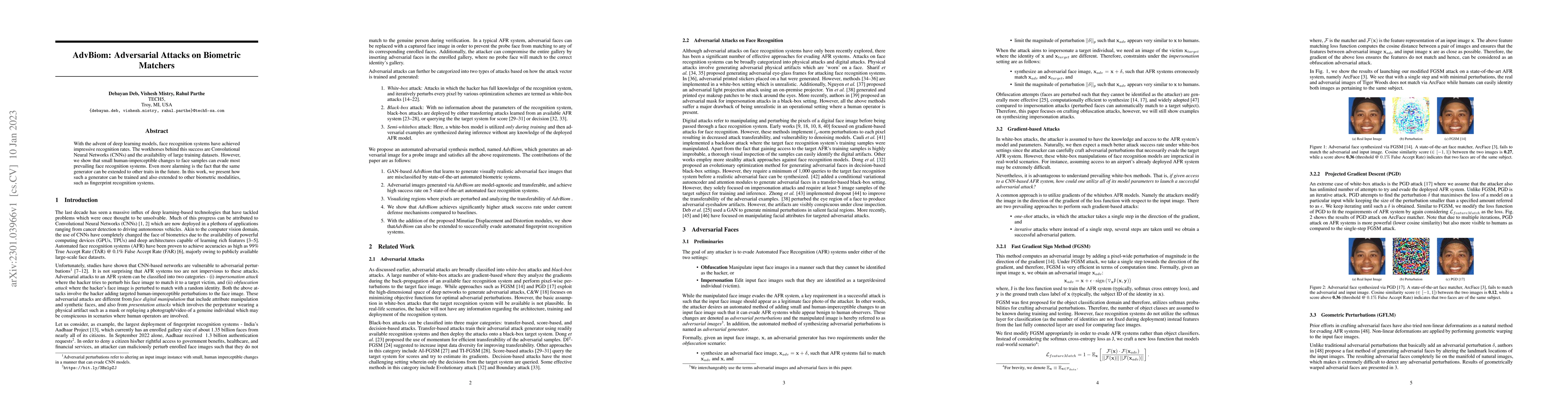 Thumbnail for AdvBiom: Adversarial Attacks on Biometric Matchers