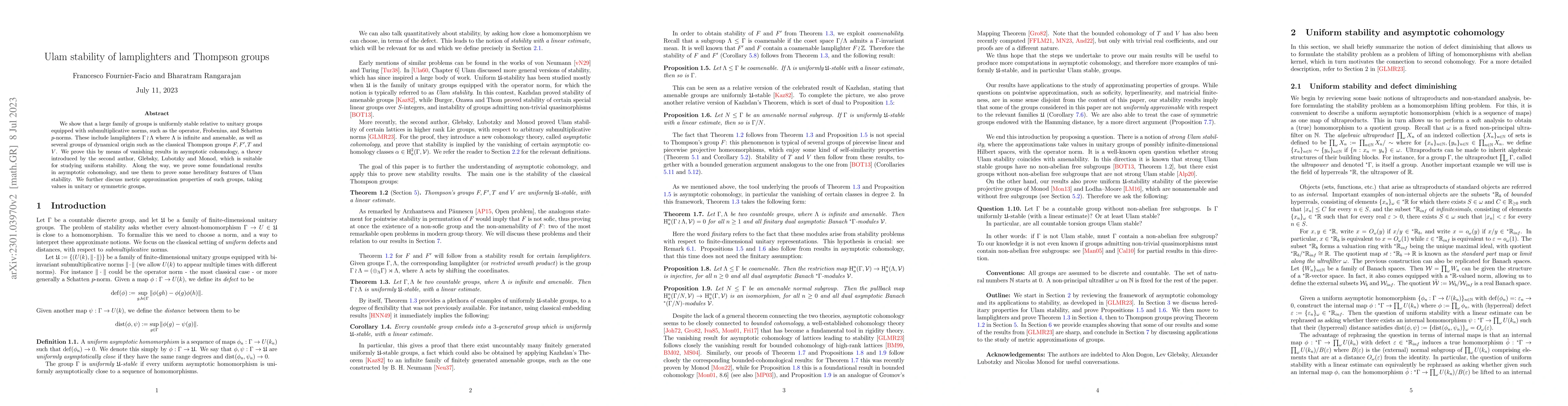 Thumbnail for Ulam stability of lamplighters and Thompson groups