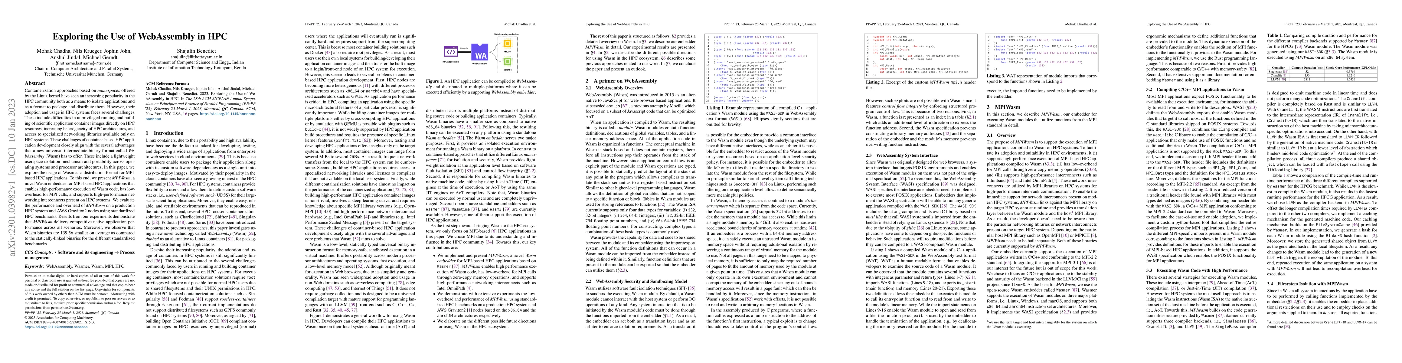 Thumbnail for Exploring the Use of WebAssembly in HPC
