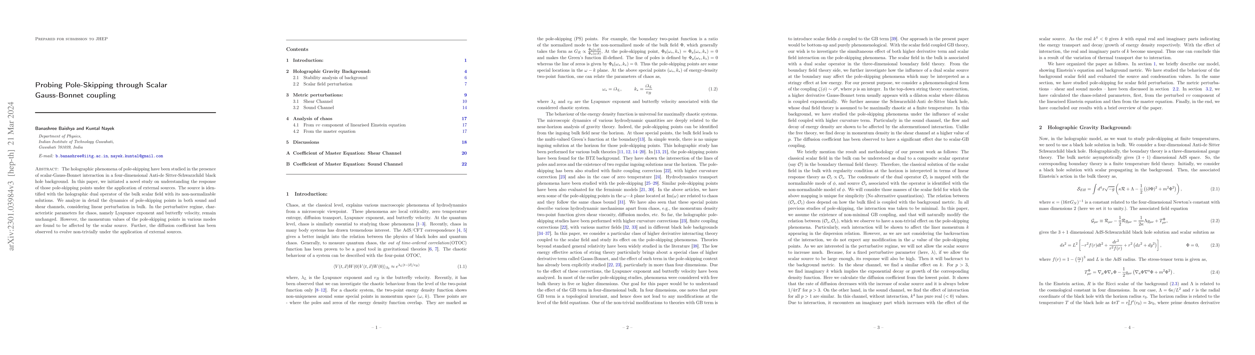Thumbnail for Probing Pole Skipping through Scalar-Gauss-Bonnet coupling