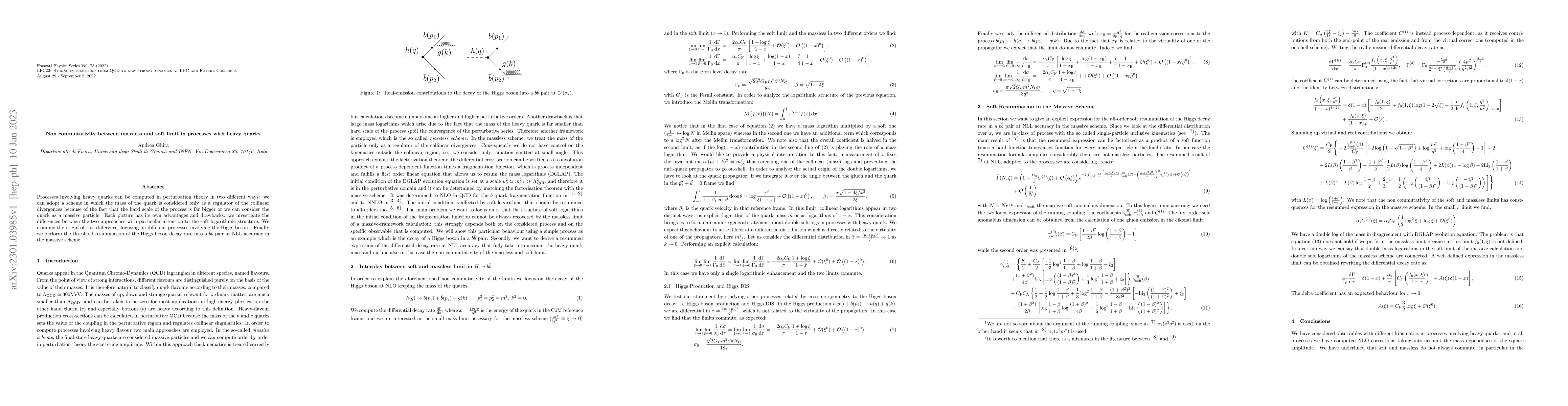 Thumbnail for Non commutativity between massless and soft limit in processes with
  heavy quarks