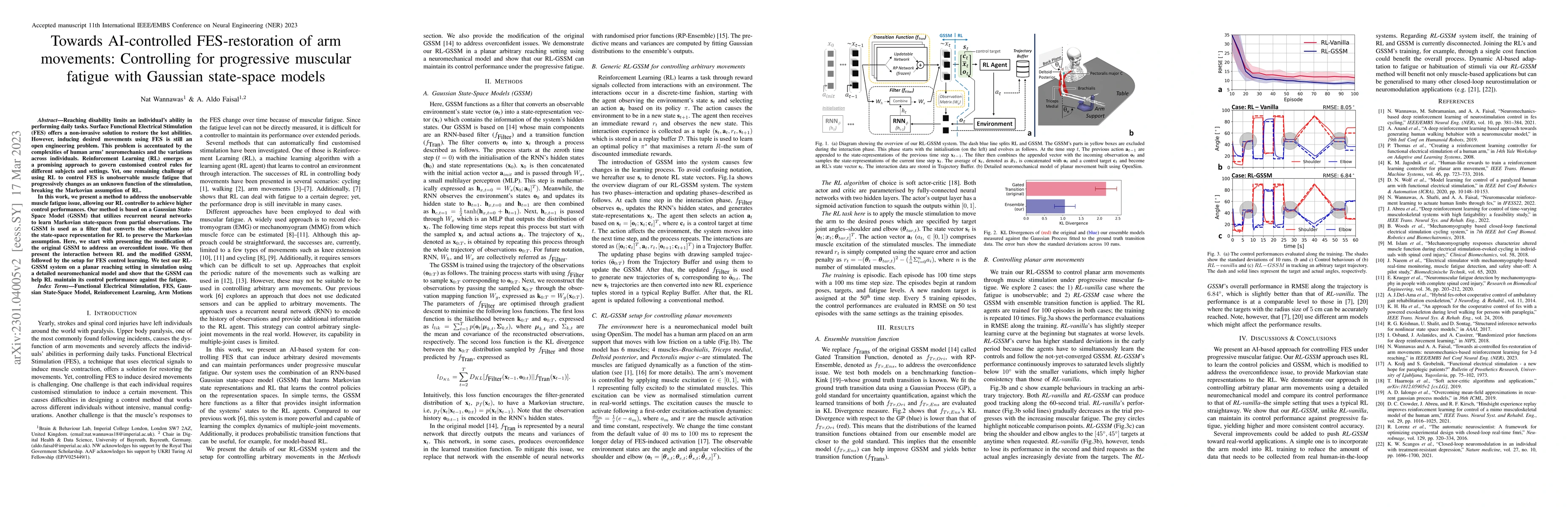 Thumbnail for Towards AI-controlled FES-restoration of arm movements: Controlling for
  progressive muscular fatigue with Gaussian state-space models