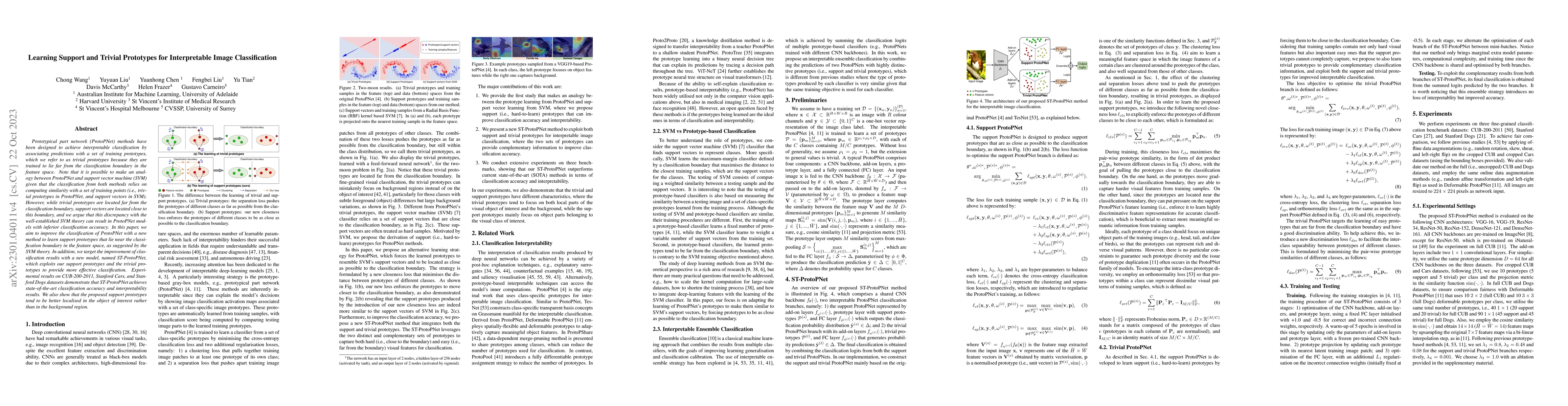 Thumbnail for Learning Support and Trivial Prototypes for Interpretable Image
  Classification