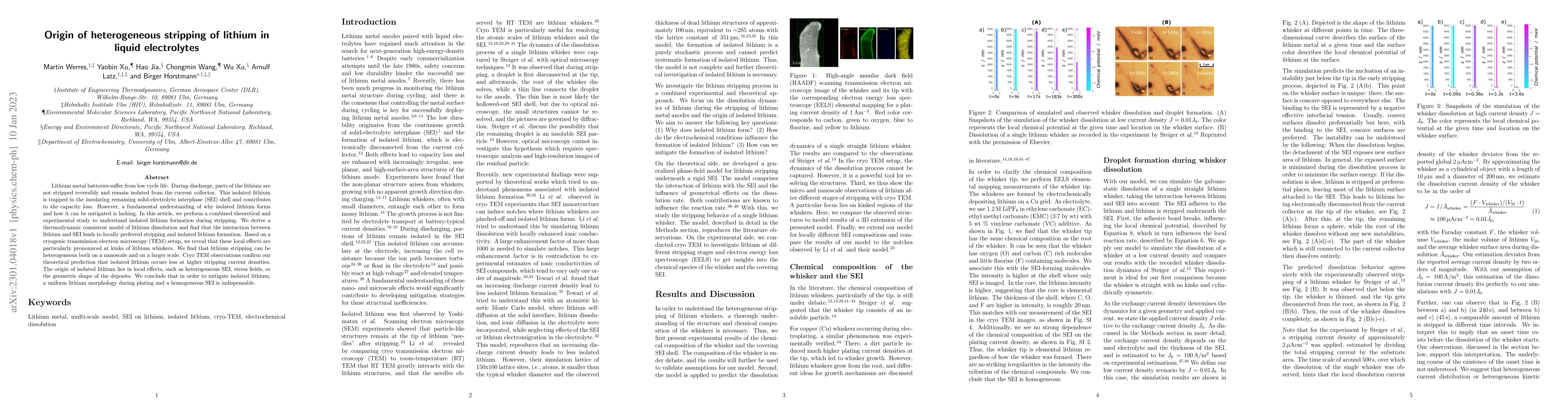Thumbnail for Origin of heterogeneous stripping of lithium in liquid electrolytes