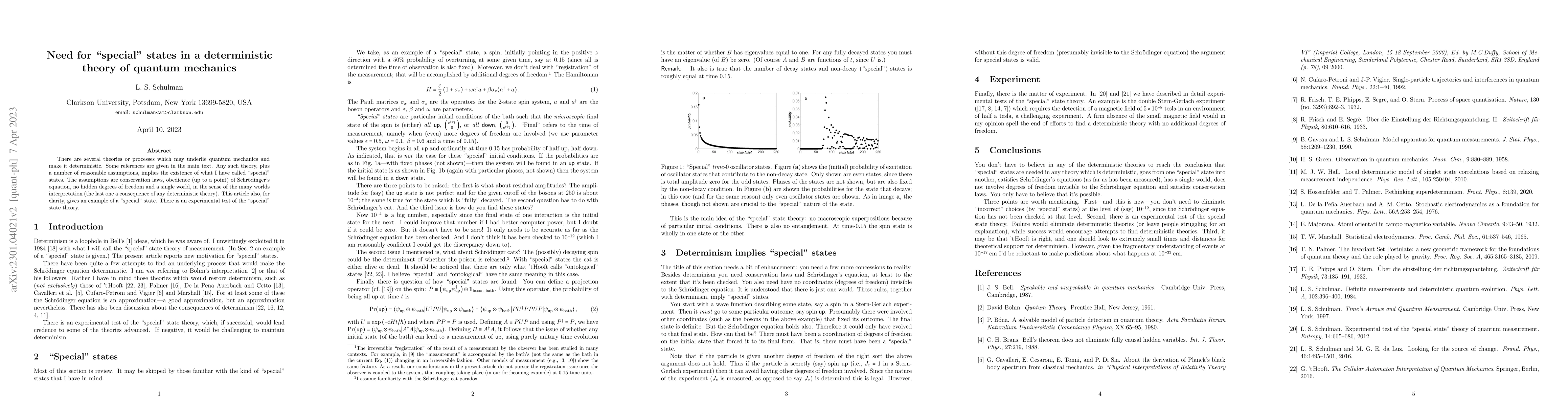 Thumbnail for Need for "special" states in a deterministic theory of quantum mechanics