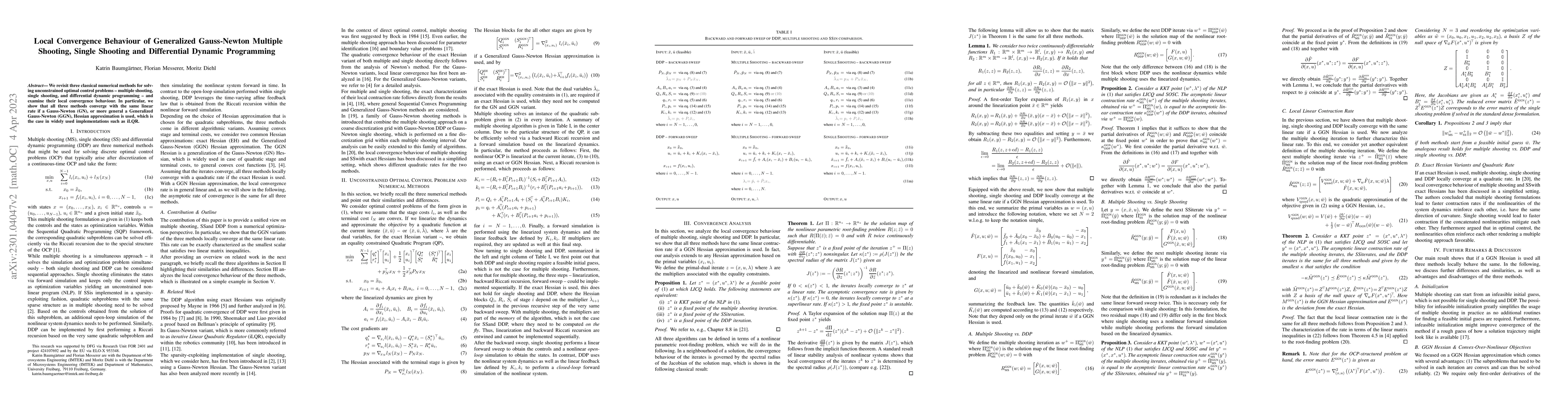 Thumbnail for Local Convergence Behaviour of Generalized Gauss-Newton Multiple
  Shooting, Single Shooting and Differential Dynamic Programming