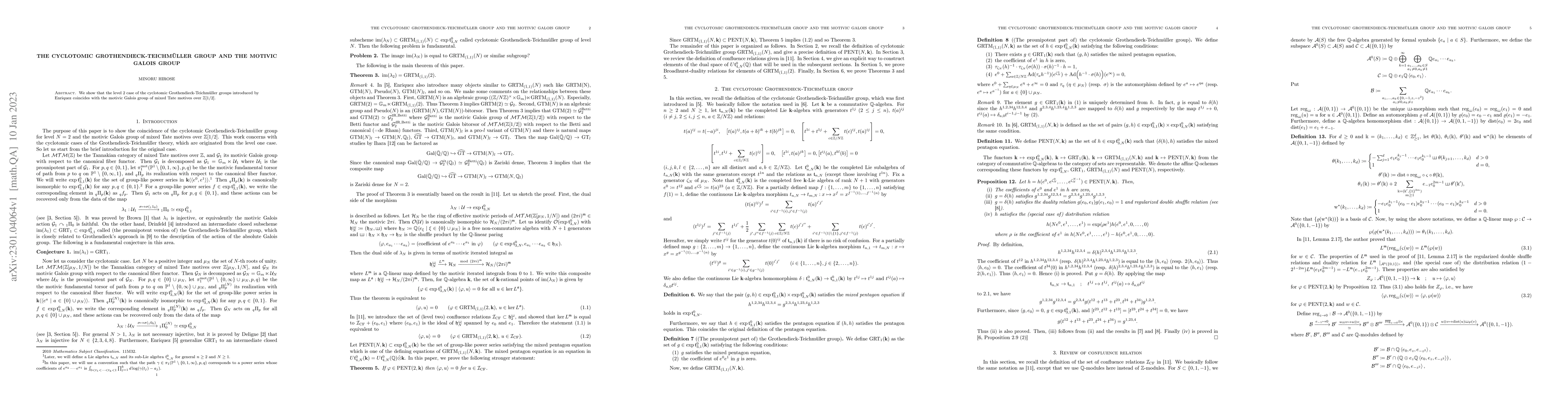 Thumbnail for The cyclotomic Grothendieck-Teichm\"{u}ller group and the motivic Galois
  group
