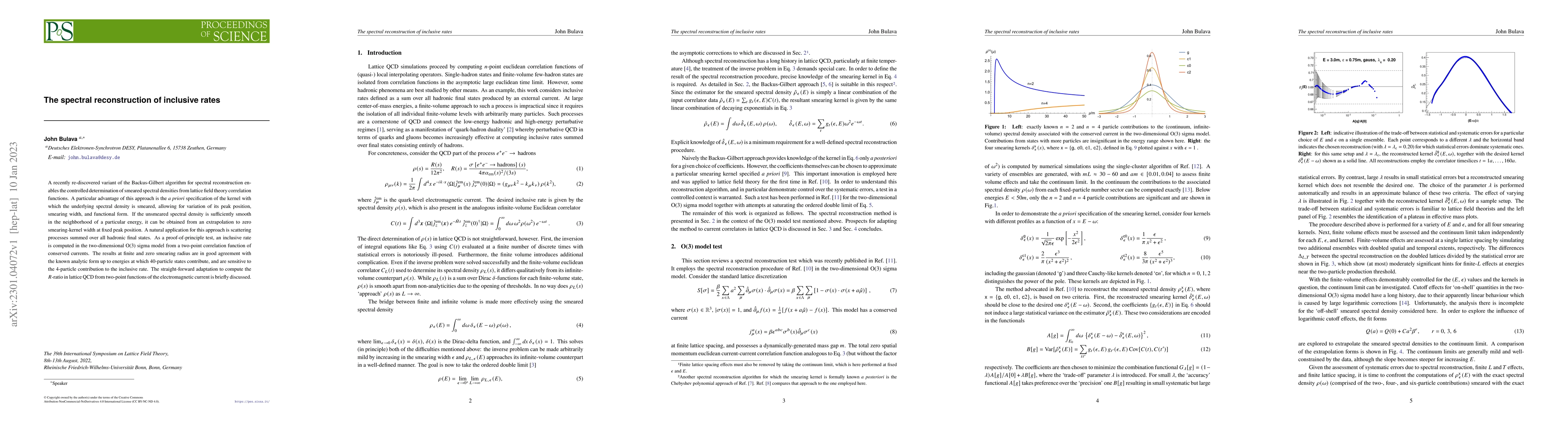 Thumbnail for The spectral reconstruction of inclusive rates